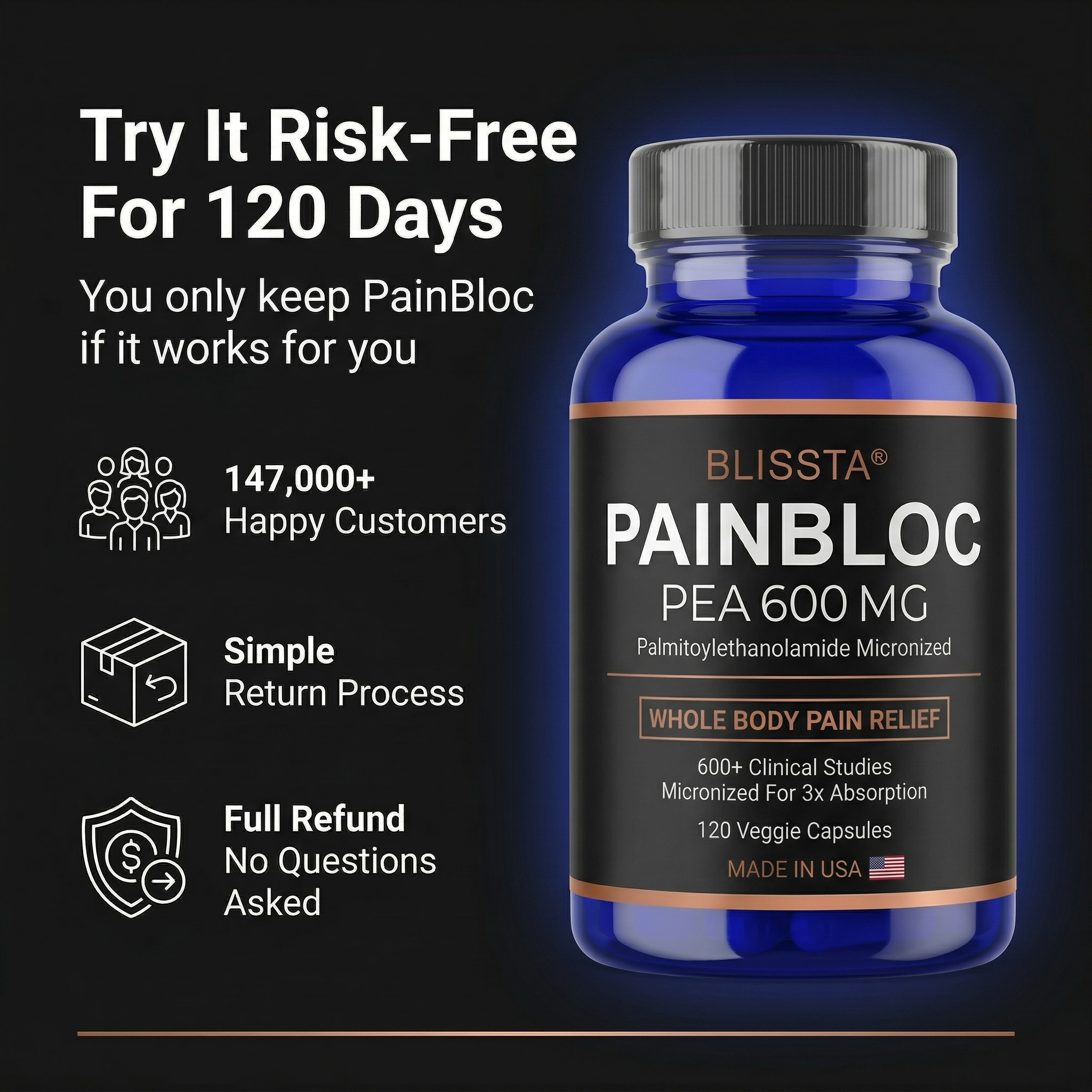 Blissta PainBloc 120-Day Guarantee