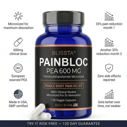 Blissta® PainBloc | Whole Body Pain Relief PEA 600MG (Micronized)