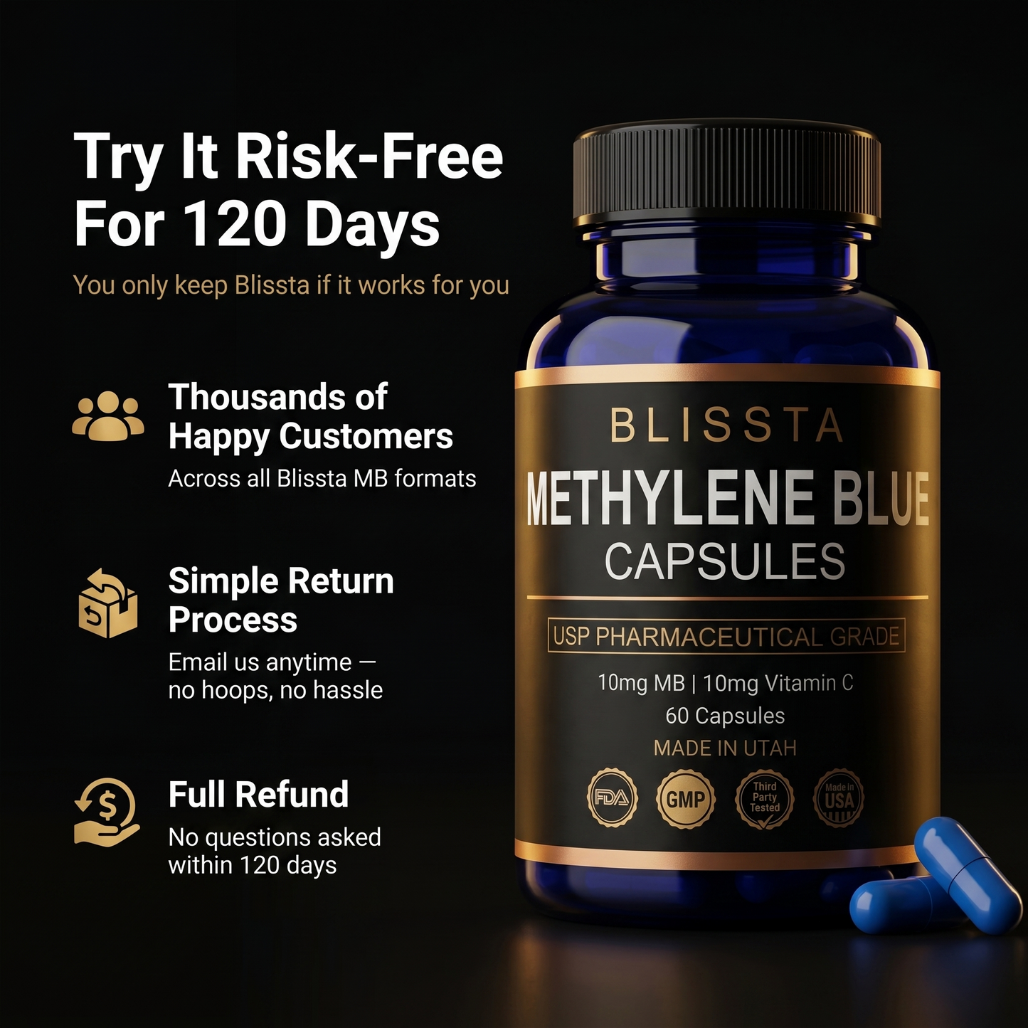 Blissta® USP Grade Methylene Blue Capsules